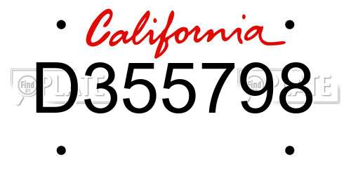 D355798 California License Plate