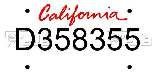 D358355 California License Plate