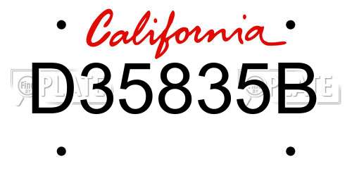 D35835B California License Plate