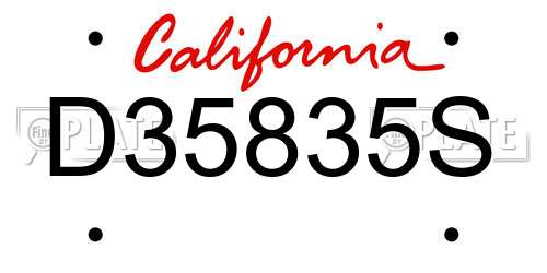 D35835S California License Plate