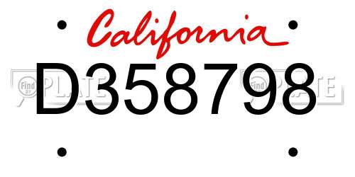 D358798 California License Plate