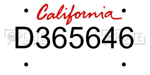 D365646 California License Plate