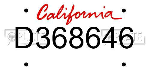 D368646 California License Plate