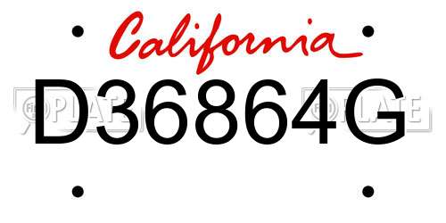 D36864G California License Plate