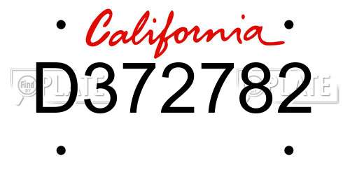 D372782 California License Plate