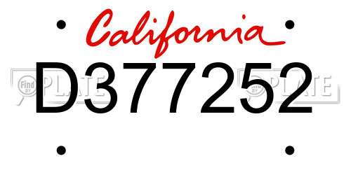 D377252 California License Plate