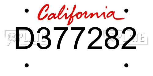 D377282 California License Plate