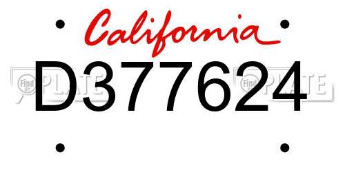 D377624 California License Plate