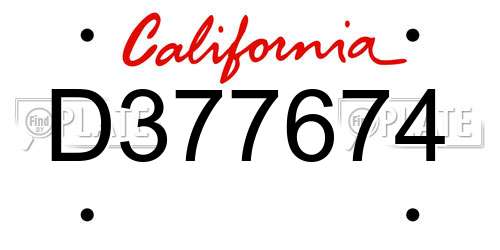 D377674 California License Plate