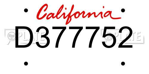 D377752 California License Plate