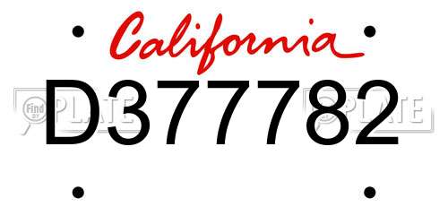 D377782 California License Plate