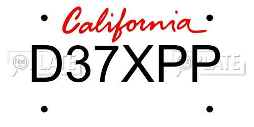 D37XPP California License Plate