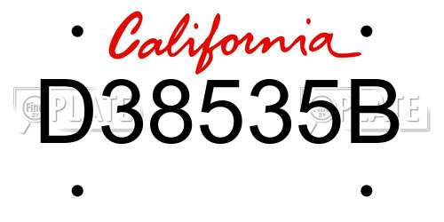 D38535B California License Plate