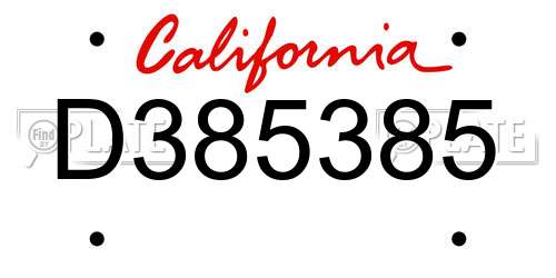 D385385 California License Plate