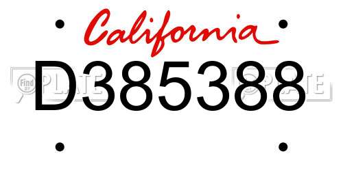 D385388 California License Plate