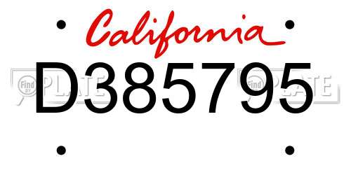 D385795 California License Plate