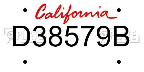 D38579B California License Plate