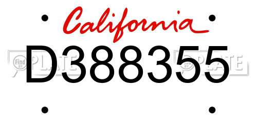 D388355 California License Plate
