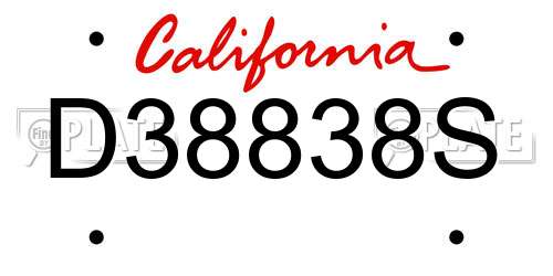 D38838S California License Plate