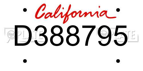 D388795 California License Plate