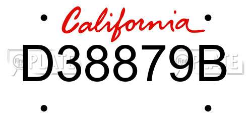D38879B California License Plate