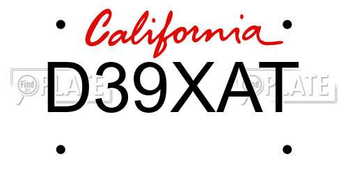 D39XAT California License Plate