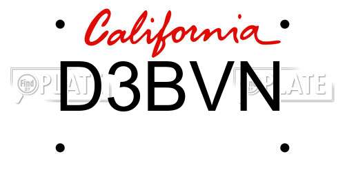 D3BVN California License Plate