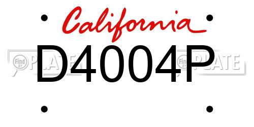 D4004P California License Plate