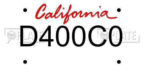 D400C0 California License Plate