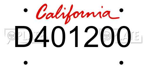 D401200 California License Plate