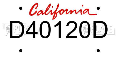 D40120D California License Plate