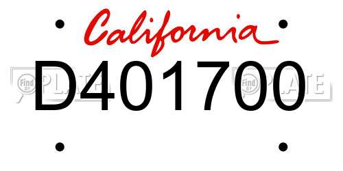 D401700 California License Plate
