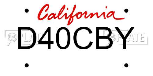 D40CBY California License Plate