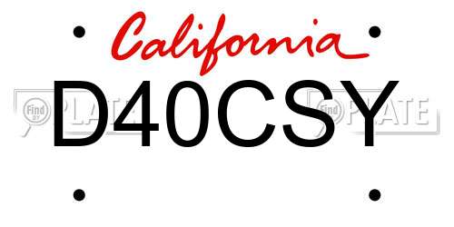 D40CSY California License Plate