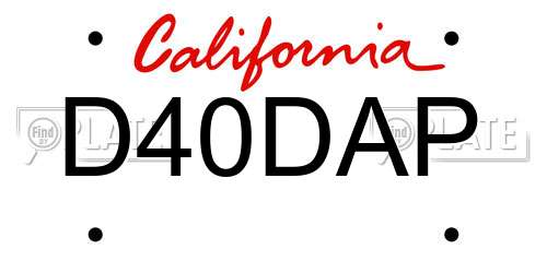 D40DAP California License Plate