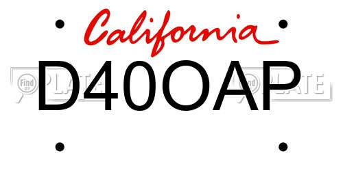 D40OAP California License Plate