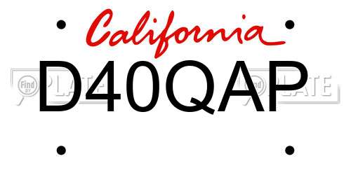 D40QAP California License Plate