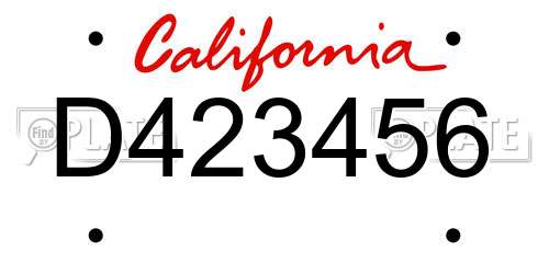 D423456 California License Plate