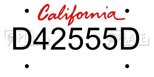 D42555D California License Plate