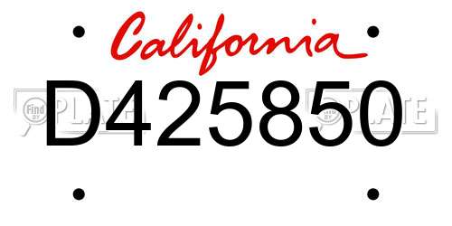 D425850 California License Plate