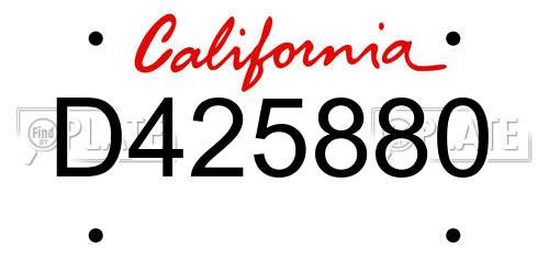 D425880 California License Plate