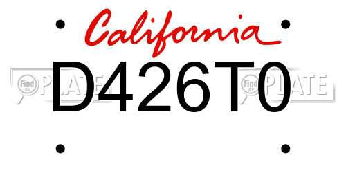 D426T0 California License Plate