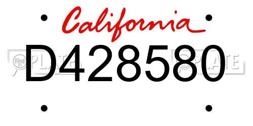 D428580 California License Plate