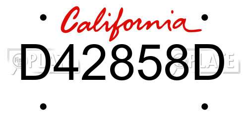 D42858D California License Plate