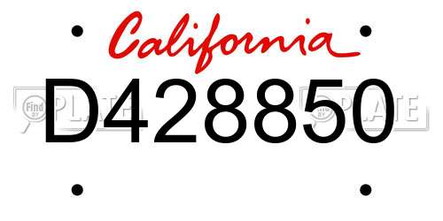D428850 California License Plate