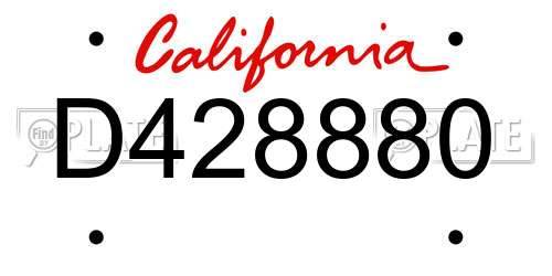 D428880 California License Plate