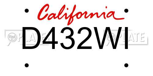 D432WI California License Plate