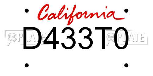 D433T0 California License Plate