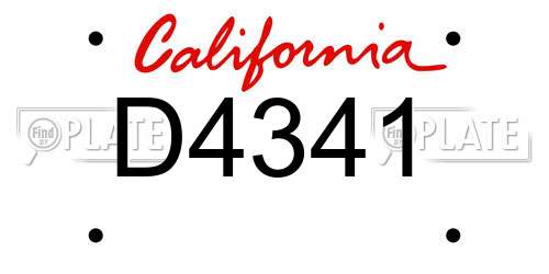 D4341 California License Plate
