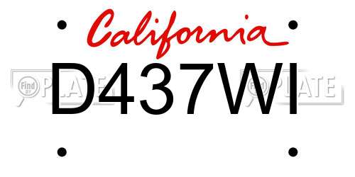 D437WI California License Plate